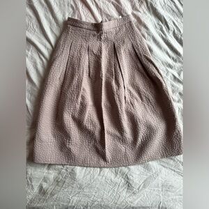 H&M Textured A-Line Skirt Blush Pink Pleated Midi Skirt With Pockets Size 2